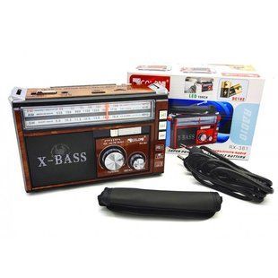 Радіопривітка з FM USB MicroSD і ліхтарем Golon RX-381 на акумуляторі Коричнева 49624 фото