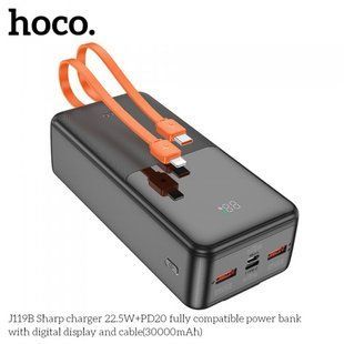 Зовнішній акумулятор Power bank HOCO J119B 30000mAh PD22,5W + швидке заряджання батарея заряджання Чорний 51523 фото