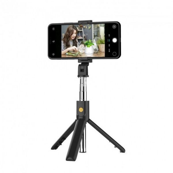 Селфі палиця штатив тринога для телефона Bluetooth з пультом Selfie Stick K07 Чорний 47755 фото
