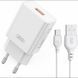 Зарядний пристрій мережевий XO L127 USB QC18W + кабель USB to Type-C швидке заряджання Білий 52717 фото 1