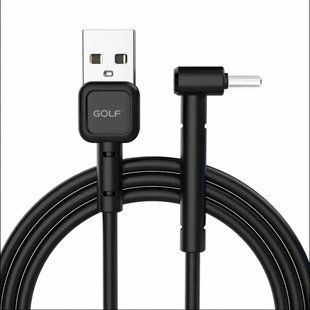 Кабель кутовий GOLF GC-69 Type-C L 1 м 3A Чорний 53056 фото