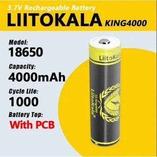 Акумулятор 18650, LitoKala King 4000-PCB, 4000 mAh, З ЗАХИСТЮ, ОРИГИНАЛ 53038 фото