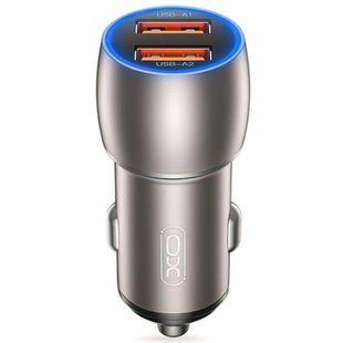 Автомобильное зарядное устройство XO CC52 QC 3.0 36W/2USB 12/24V быстрая зарядка Серый 52724 фото