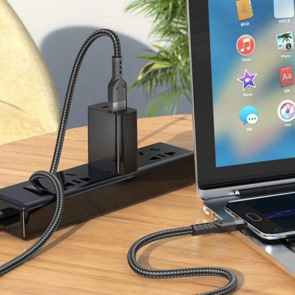 Кабель для заряджання телефонів USB &mdash; Micro USB HOCO U110 Extra Durability 2.4A Чорний 49840 фото