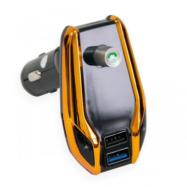 FM-модулятор X8 Plus Bluetooth 2 USB AUX трансмітер Золотий 51021 фото