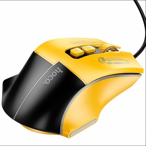 Ігровий дротяний мишка HOCO GM31 Overlord luminous gaming 1200-3600DPI USB 1.4M для ПК/ноутбука з підсвіткою Чорний-Жовтий 53551 фото