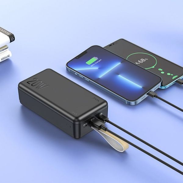 Зовнішній акумулятор Power bank HOCO J87B Tacker PD20W+QC3.0 30000mAh батарея заряджання Чорний 50109 фото